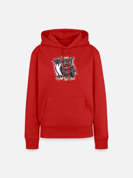 Eule Sommer Comic - Frauen Premium Bio Hoodie - Rot