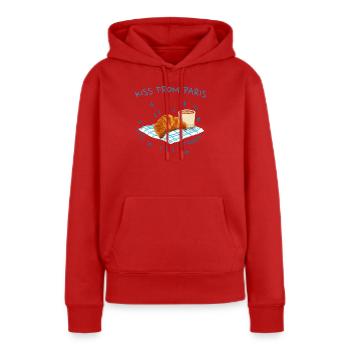 Ein Kuss aus Paris, Frankreich mit Croissant - Frauen Premium Bio Hoodie - Rot - Vorne - Julia (174cm)