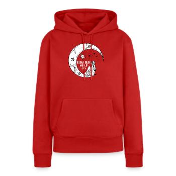 HIGHER Self - Frauen Premium Bio Hoodie - Rot - Vorne - Julia (174cm)