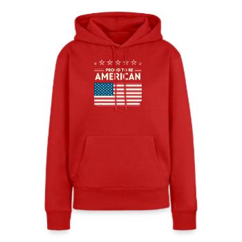 Fierté Américaine – Drapeau et Étoiles - Sweat à capuche Premium bio Femme - rouge - Devant - Julia (174cm)
