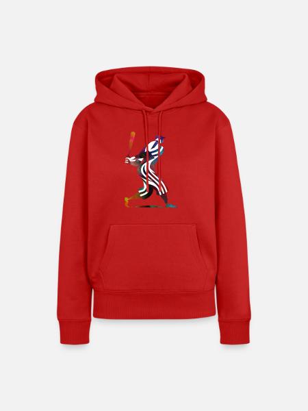 Farbenfroher Baseballspieler - Frauen Premium Bio Hoodie - Rot
