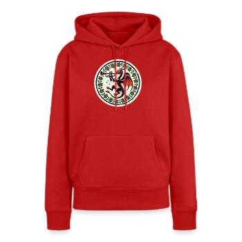 Dragon trompette en couronne de lierre - Sweat à capuche Premium bio Femme - rouge - Devant - Julia (174cm)