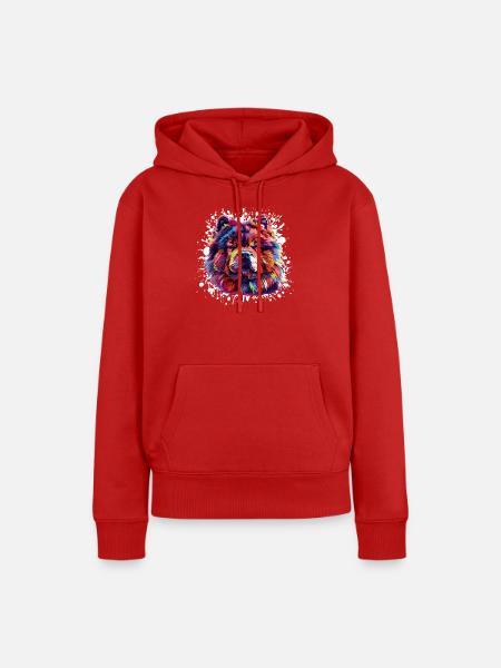 Dog Hundeporträt - Frauen Premium Bio Hoodie - Rot