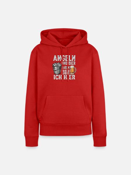 Hering Angeln Und Bier - Frauen Premium Bio Hoodie - Rot