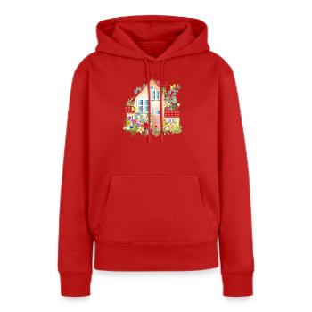 villa colorée avec jardin luxuriant - Une maison de rêve - Sweat à capuche Premium bio Femme - rouge - Devant - Julia (174cm)