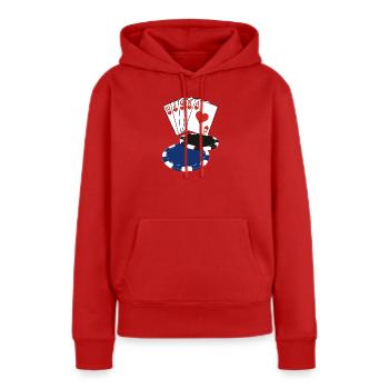 Poker - Sweat à capuche Premium bio Femme - rouge - Devant - Julia (174cm)