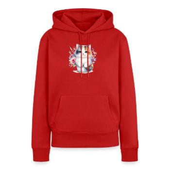 Chat mignon - Sweat à capuche Premium bio Femme - rouge - Devant - Julia (174cm)