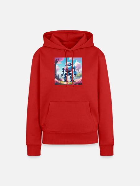 Roboter auf Traumplanet - Frauen Premium Bio Hoodie - Rot