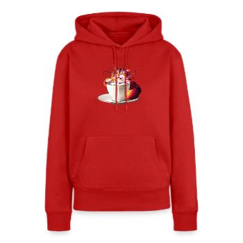 Bunter Farbzauber Katze Milchtasse - Frauen Premium Bio Hoodie - Rot - Vorne - Julia (174cm)