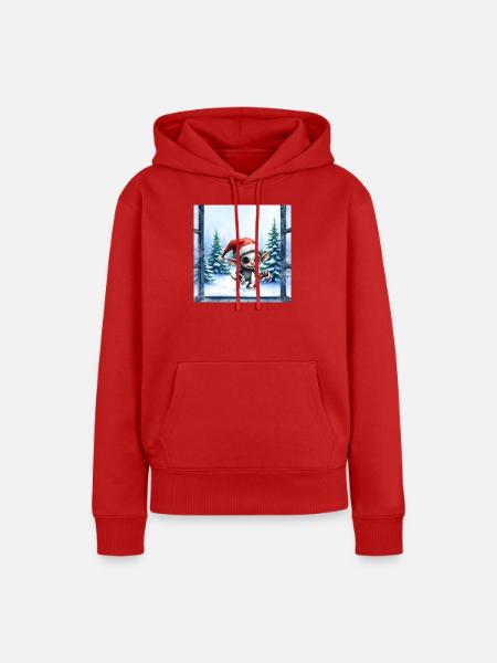 Weihnachtself Mütze - Frauen Premium Bio Hoodie - Rot