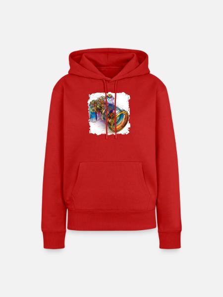 Digitalkamera als CAD-Design Blaupause - Frauen Premium Bio Hoodie - Rot