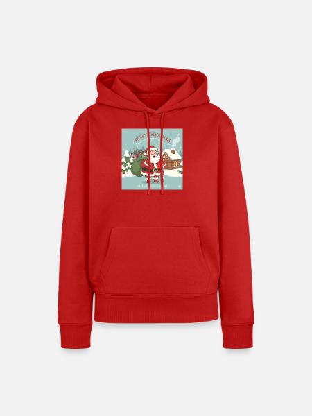 Weihnachts-Santa mit Sack und Zuckerstange - Frauen Premium Bio Hoodie - Rot