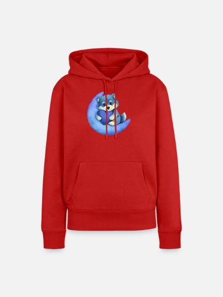 Mondmond Wolfherz - Frauen Premium Bio Hoodie - Rot