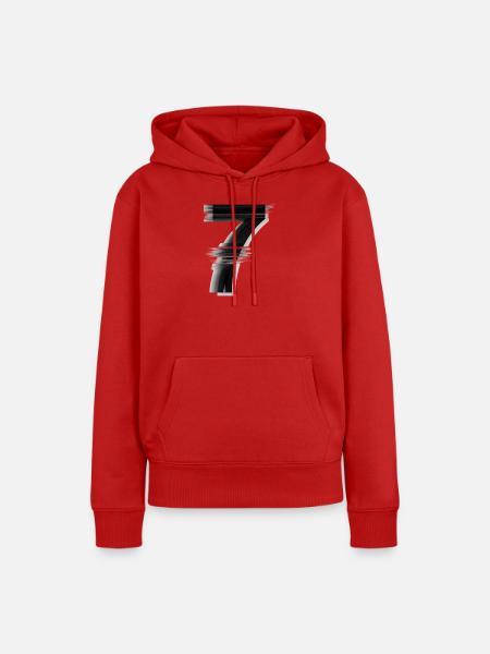 Sieben Glitch-Pinsel - Frauen Premium Bio Hoodie - Rot