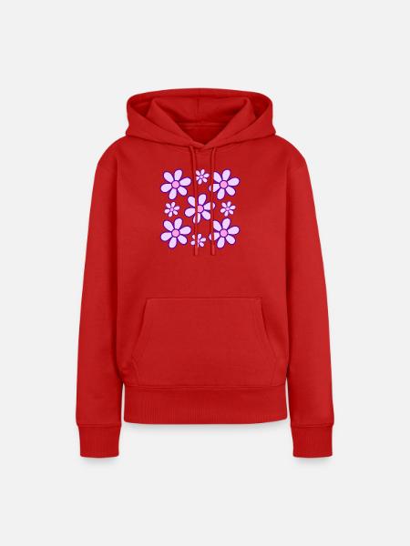Abstrakte Blumen - Frauen Premium Bio Hoodie - Rot