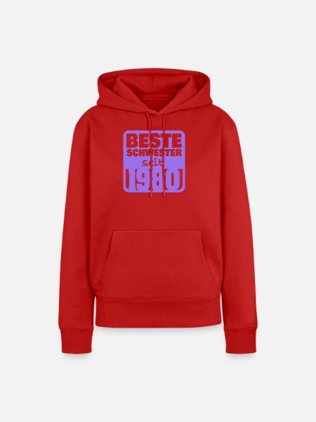Schwesterchen 1980 - Frauen Premium Bio Hoodie - Rot