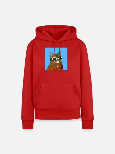 Getigerte Katze in Leopardenmuster - Frauen Premium Bio Hoodie - Rot