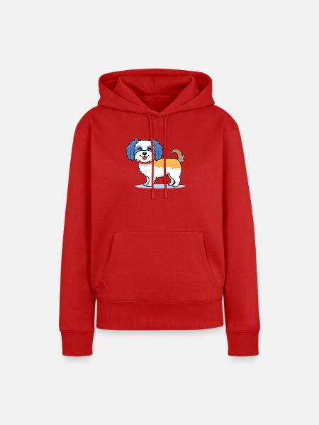 Niedlicher Havaneser (Comic/Bunt) - Frauen Premium Bio Hoodie - Rot