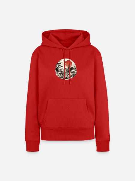 Pagode im Sturmrot am Meer - Frauen Premium Bio Hoodie - Rot