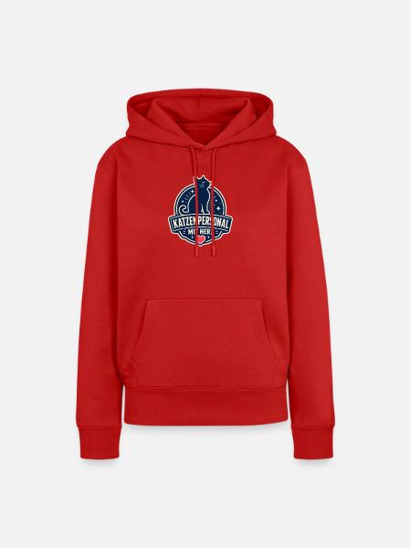 Katzenpersonal mit Herz - Frauen Premium Bio Hoodie - Rot