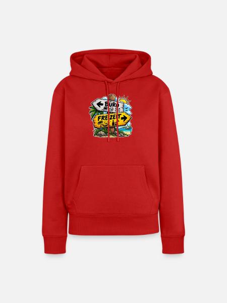 Büro vs Freizeit Schild - Frauen Premium Bio Hoodie - Rot