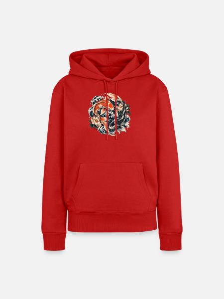 Lucky Koi - Frauen Premium Bio Hoodie - Rot