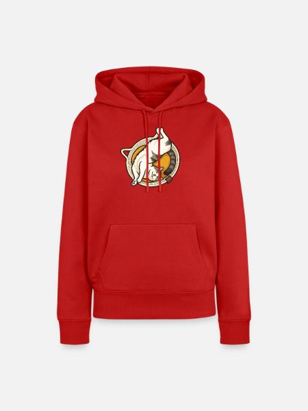 Katze - Frauen Premium Bio Hoodie - Rot