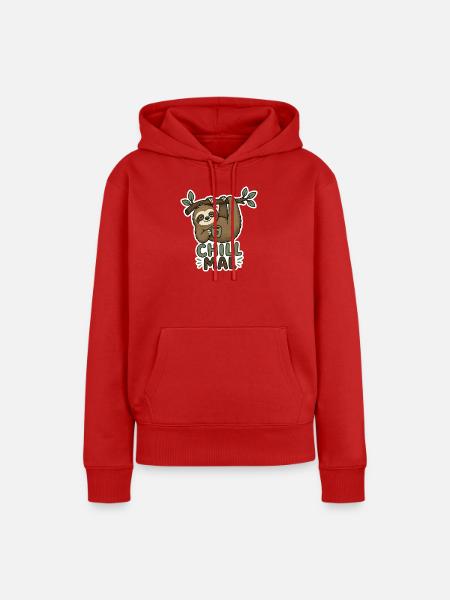 Chill Mal Sloth mit Tasse - Frauen Premium Bio Hoodie - Rot
