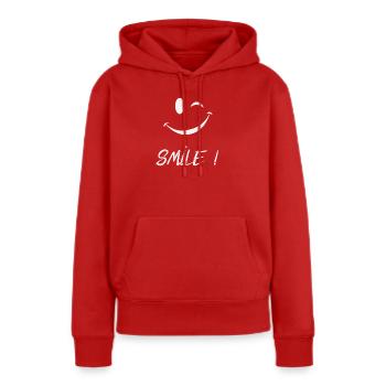 Smile - Sweat à capuche Premium bio Femme - rouge - Devant - Julia (174cm)