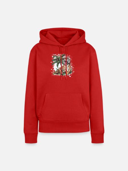 Tiger Sommer Comic - Frauen Premium Bio Hoodie - Rot