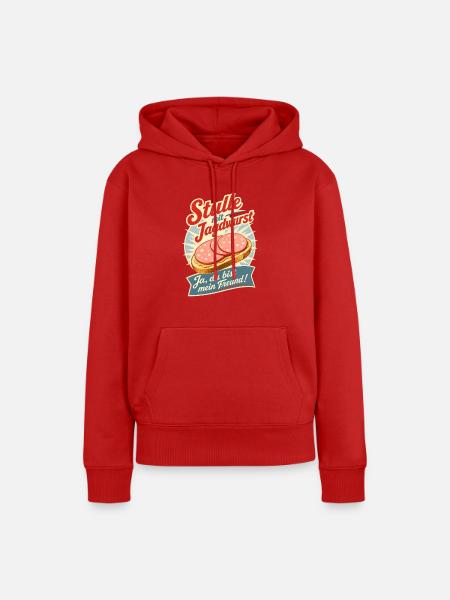 Stulle mit Jagdwurst - Frauen Premium Bio Hoodie - Rot