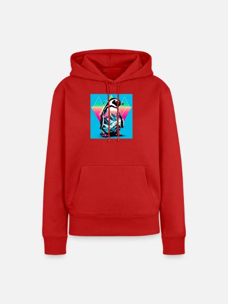 Pinguin - Frauen Premium Bio Hoodie - Rot
