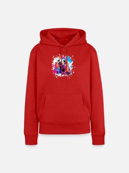 Farbexplosion Seehund Popart - Frauen Premium Bio Hoodie - Rot
