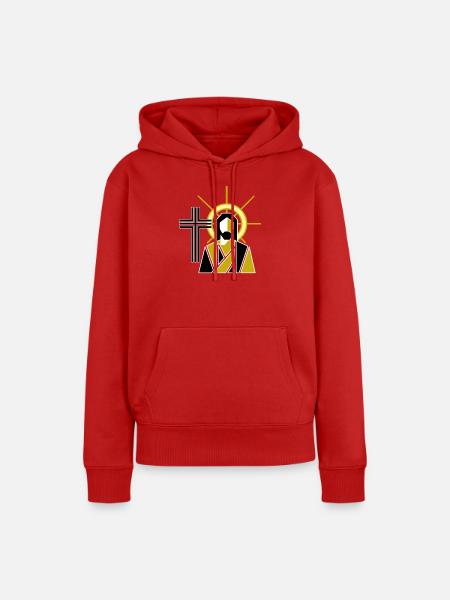 Jesus - Frauen Premium Bio Hoodie - Rot