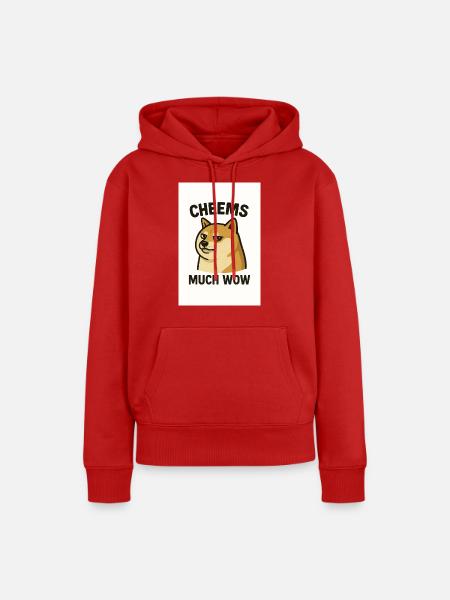 Cheems Much Wow - Frauen Premium Bio Hoodie - Rot