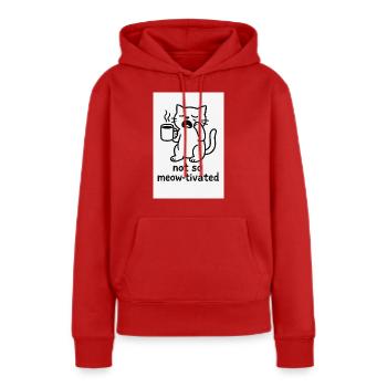 Not so meow-tivated – müde Katze mit Kaffee - Frauen Premium Bio Hoodie - Rot - Vorne - Julia (174cm)
