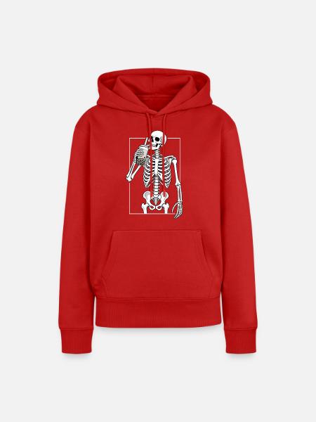 Bubble Tea Pause mit Skelett - Frauen Premium Bio Hoodie - Rot