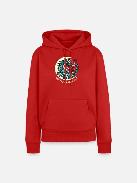 Lass den Drachen raus - Frauen Premium Bio Hoodie - Rot