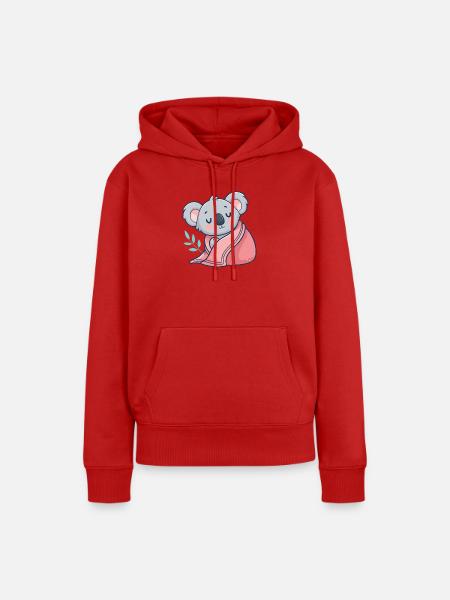 Koala mit rosa Karomuster - Frauen Premium Bio Hoodie - Rot