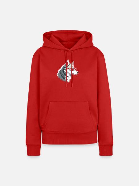 Wolf mit Brille im eisigen Stil - Frauen Premium Bio Hoodie - Rot