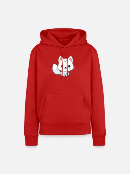 Kawaii-Weißpastellfuchs - Frauen Premium Bio Hoodie - Rot