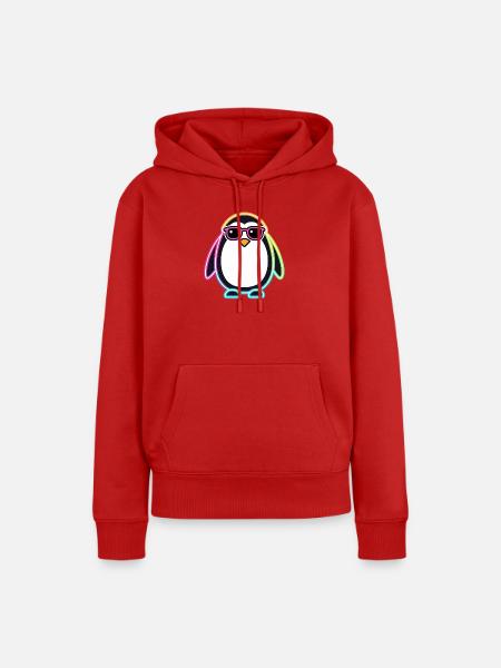 Pinguin-Neonbrillen - Frauen Premium Bio Hoodie - Rot