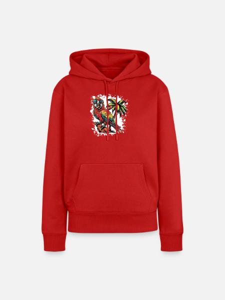 Papagai Sommer Comic - Frauen Premium Bio Hoodie - Rot