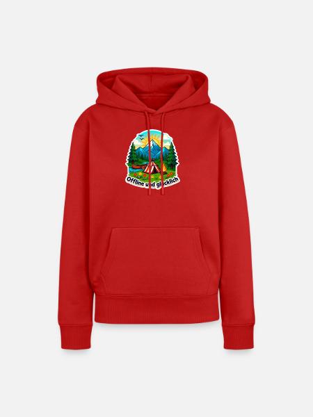 Camping Glück - Frauen Premium Bio Hoodie - Rot