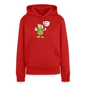 Frosch Engel Unschuld Who Me Spruch - Frauen Premium Bio Hoodie - Rot - Vorne - Julia (174cm)