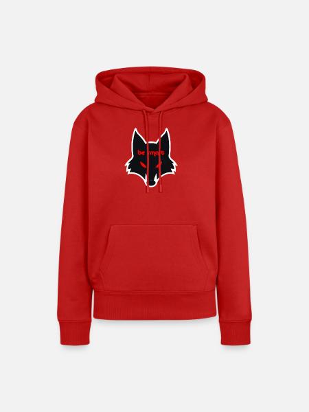 Düstere Wolfgrafik mit Botschaft - Frauen Premium Bio Hoodie - Rot
