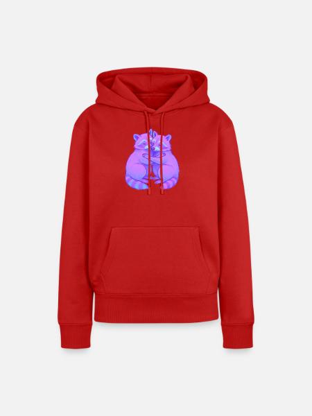 Kuschelige Purpur-Racoonen im Neonlicht - Frauen Premium Bio Hoodie - Rot