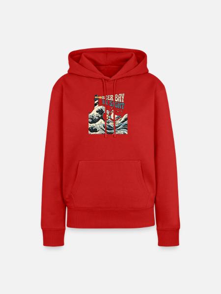 Kanagawa Bier Bucht Möwe - Frauen Premium Bio Hoodie - Rot