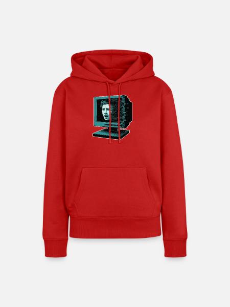 Retro-Computer Schrecken- Retroglitch KI - Frauen Premium Bio Hoodie - Rot