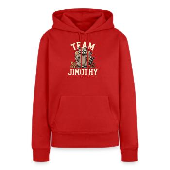 Team Jimothy Chemise drôle de raton laveur qui agite des déchets mignons - Sweat à capuche Premium bio Femme - rouge - Devant - Julia (174cm)